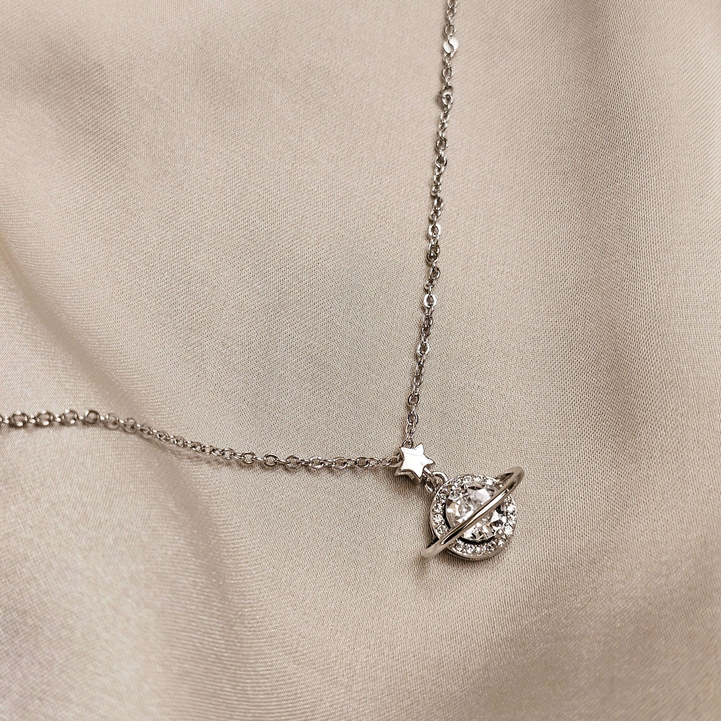 Celestial Galaxy Necklace with Zirconia Artisan-Crafted