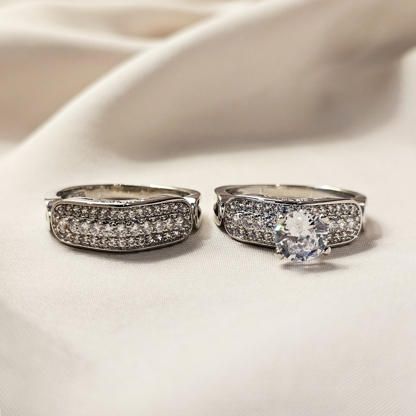 Cubic Zircon Geometry Twisted 2 Piece Ring