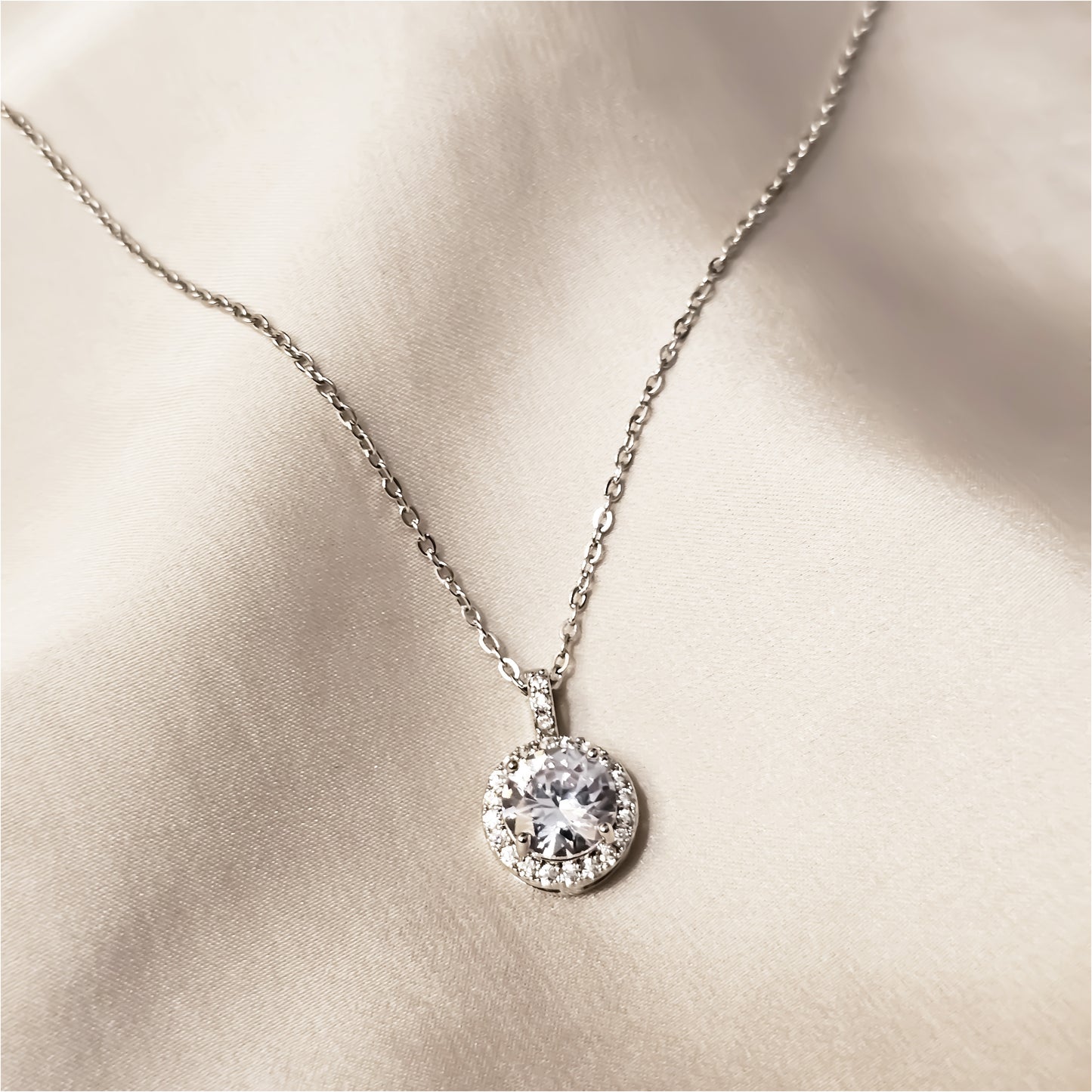 Gleaming Halo Circle Silver Pendant