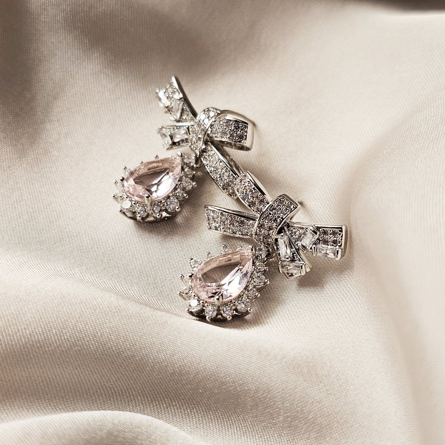 Delicate Love Bow Pendant Earrings