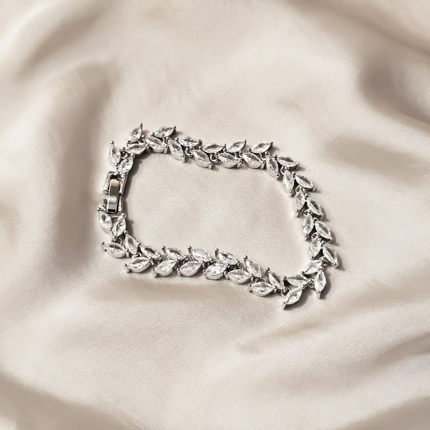 Complex Marquise Wreath Silver Bracelet