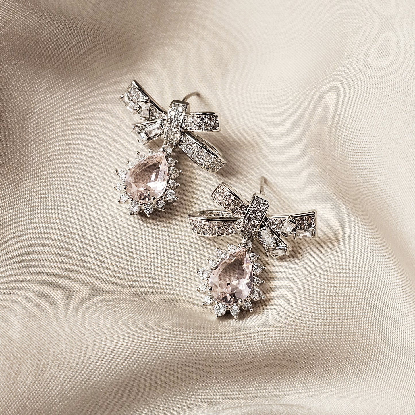 Delicate Love Bow Pendant Earrings