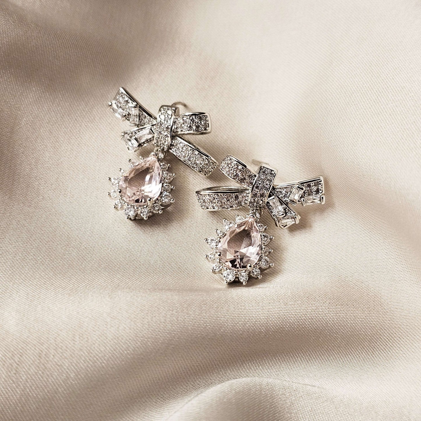 Delicate Love Bow Pendant Earrings