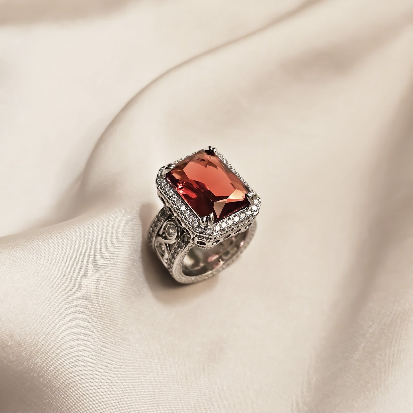 Crimson Crown Zircon Ring