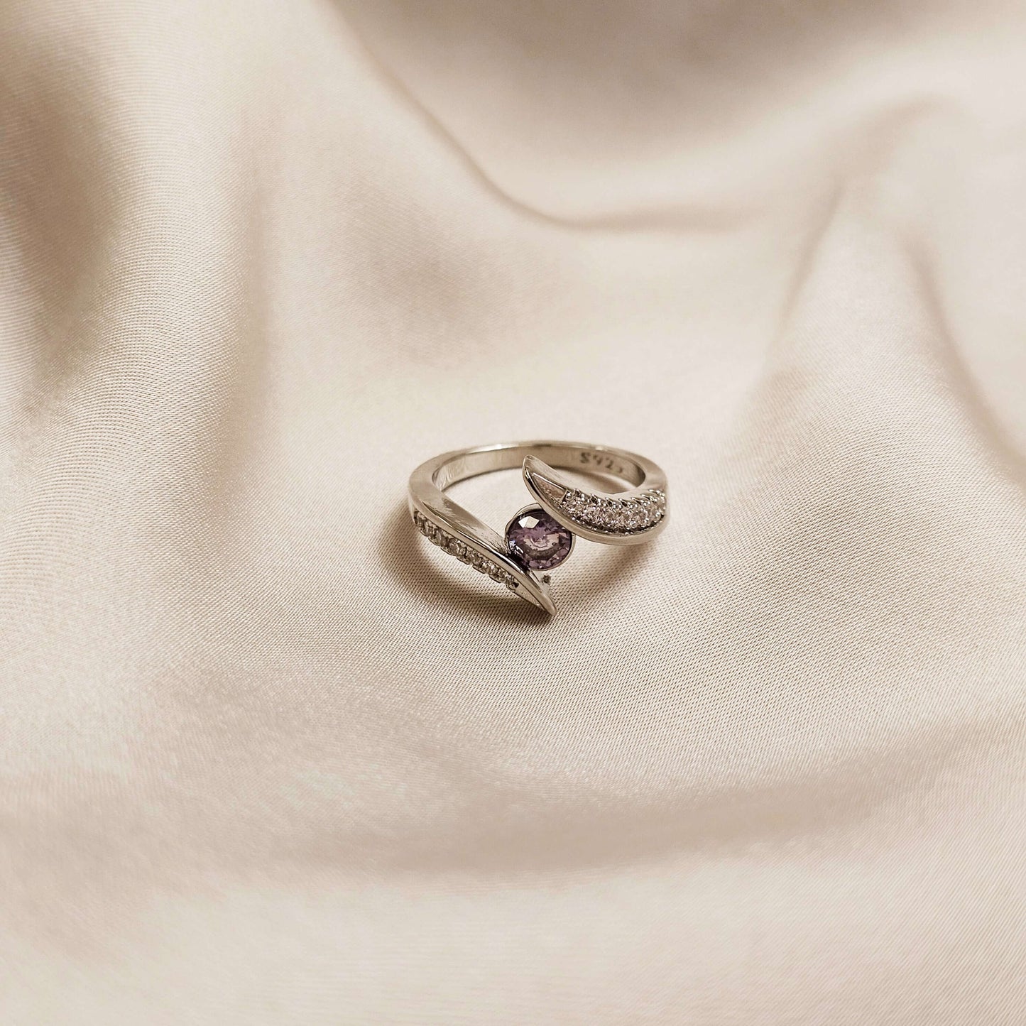 Round Cut Gemstone Swiss Purple Topaz Ring
