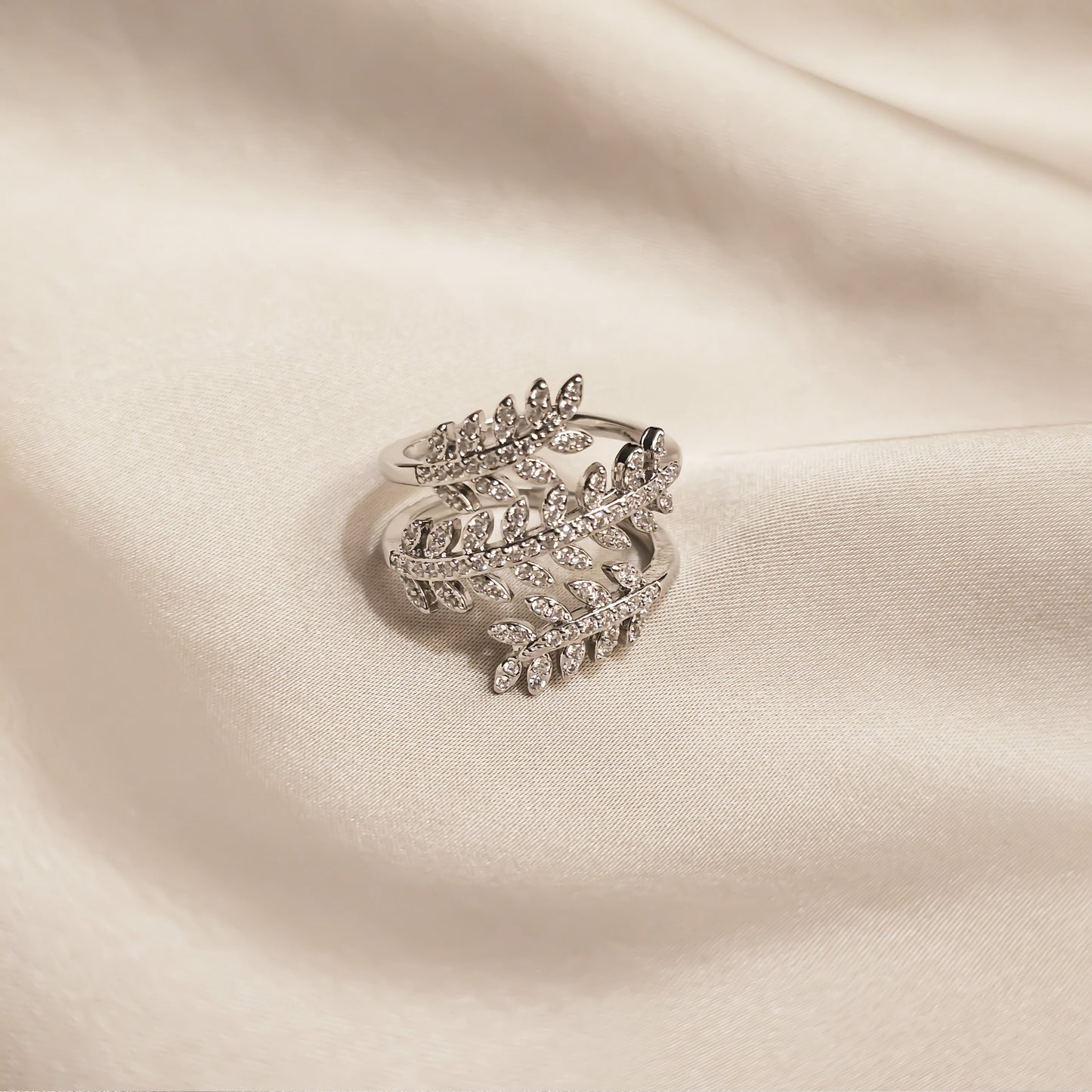Aurora Leaf Zircon Ring