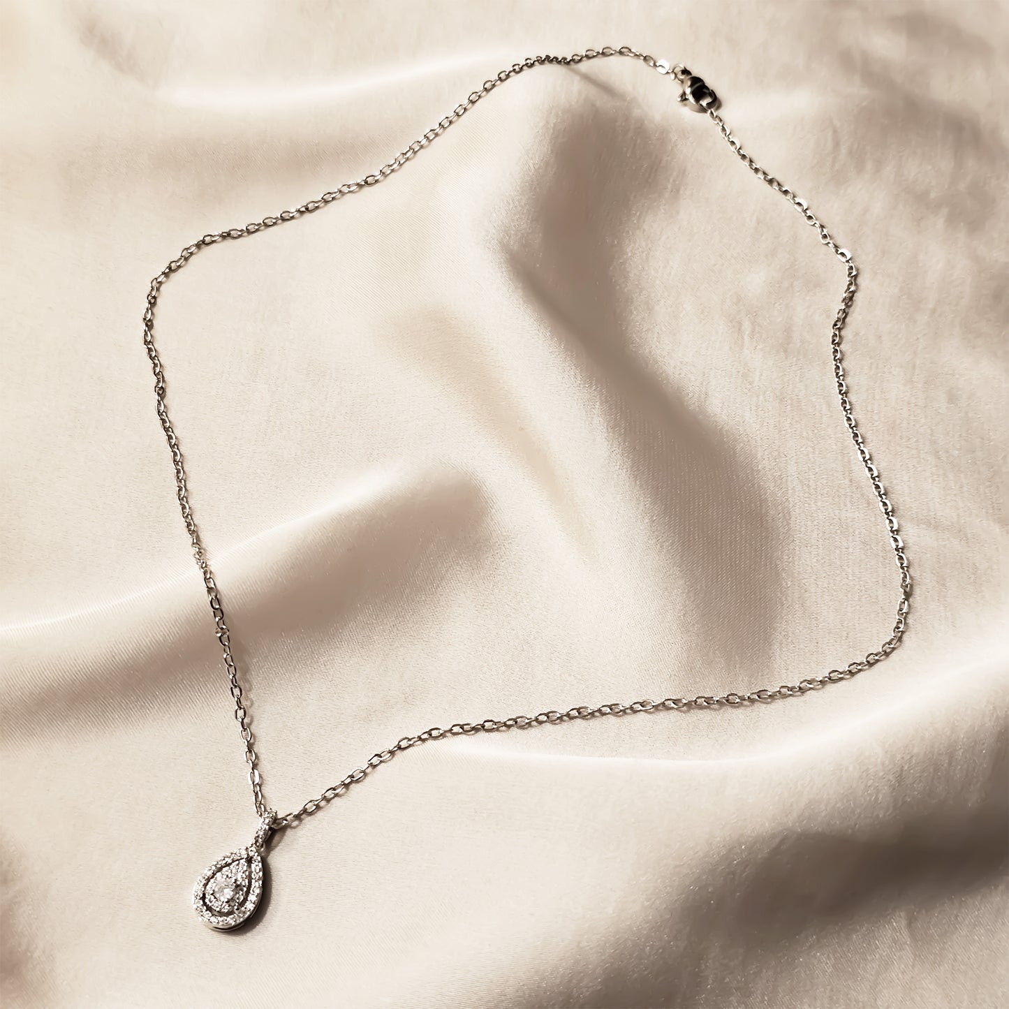 Pave Cubic Zirconia Water Drop Shape Pendant