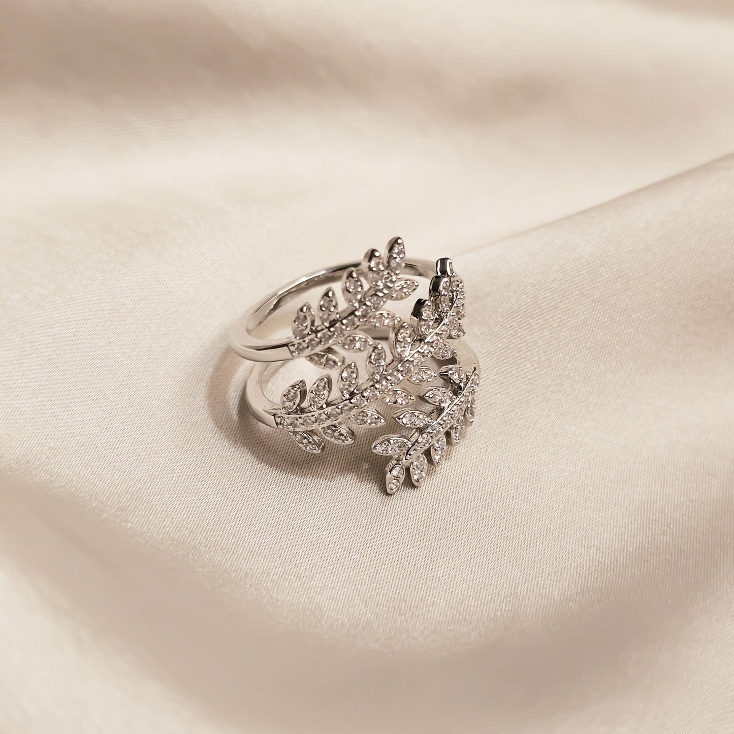 Aurora Leaf Zircon Ring