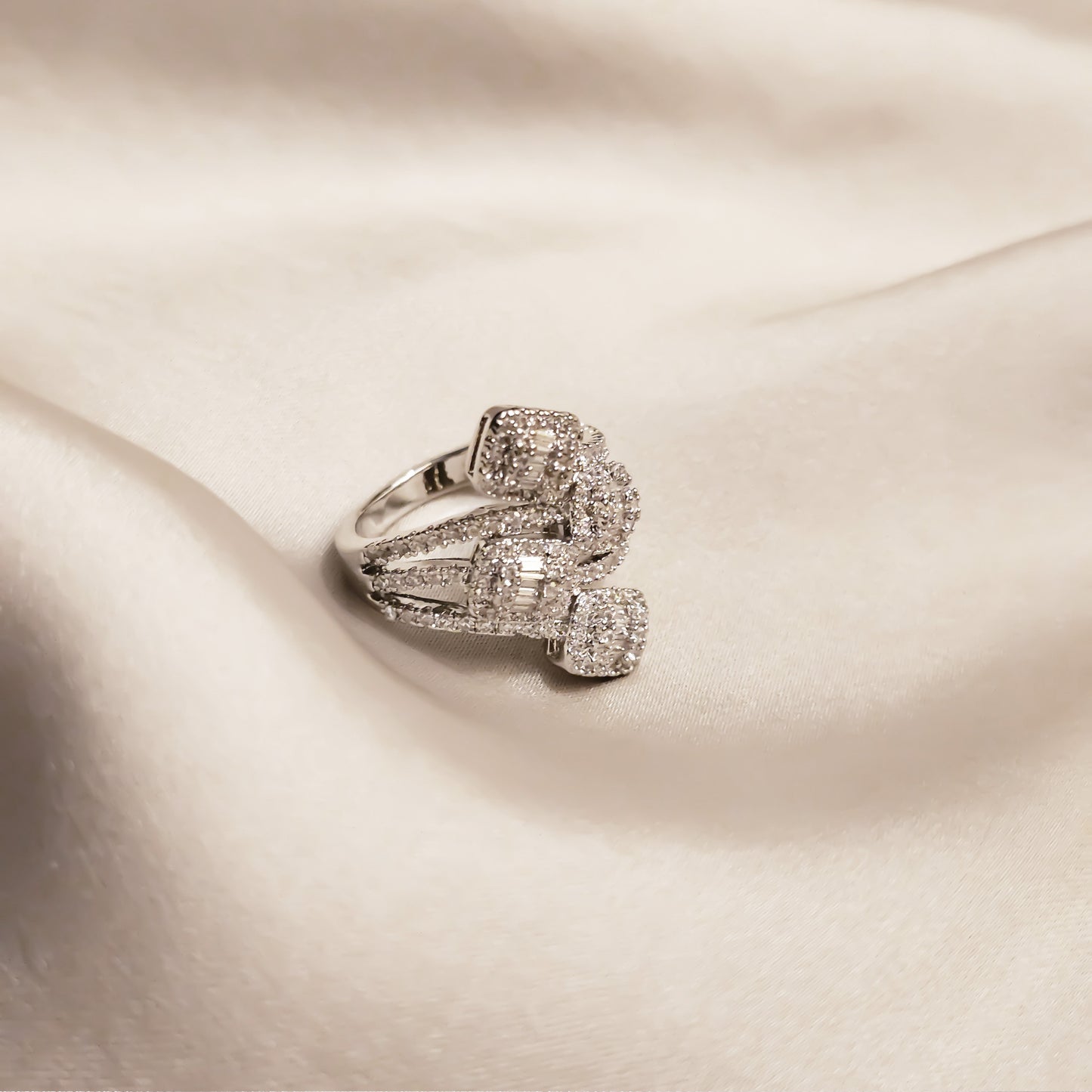 Cubic Petal Vein Ring