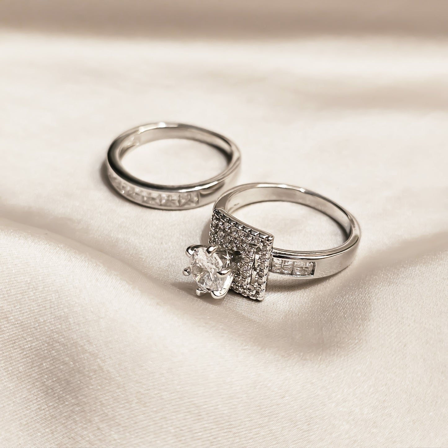 Opulent Pair Diamond Zircon Ring