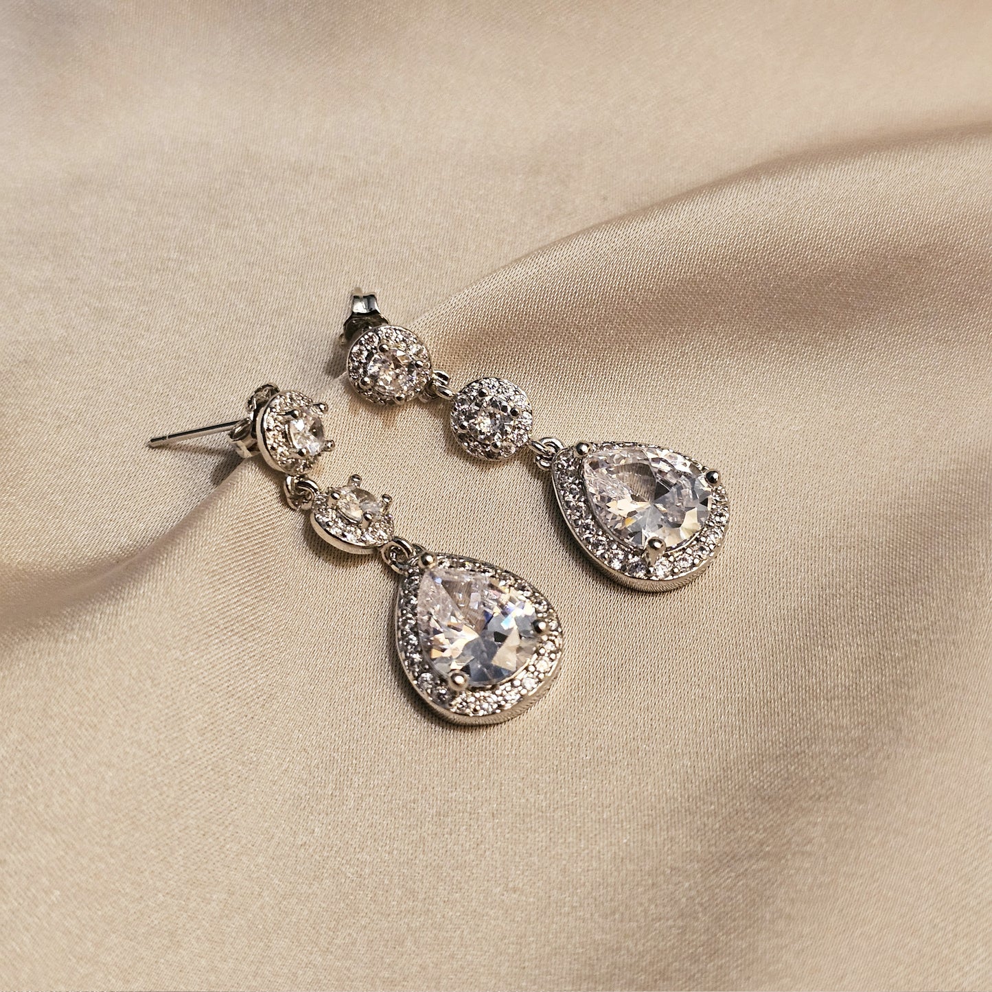 Moonlit Zircon Silver Earrings