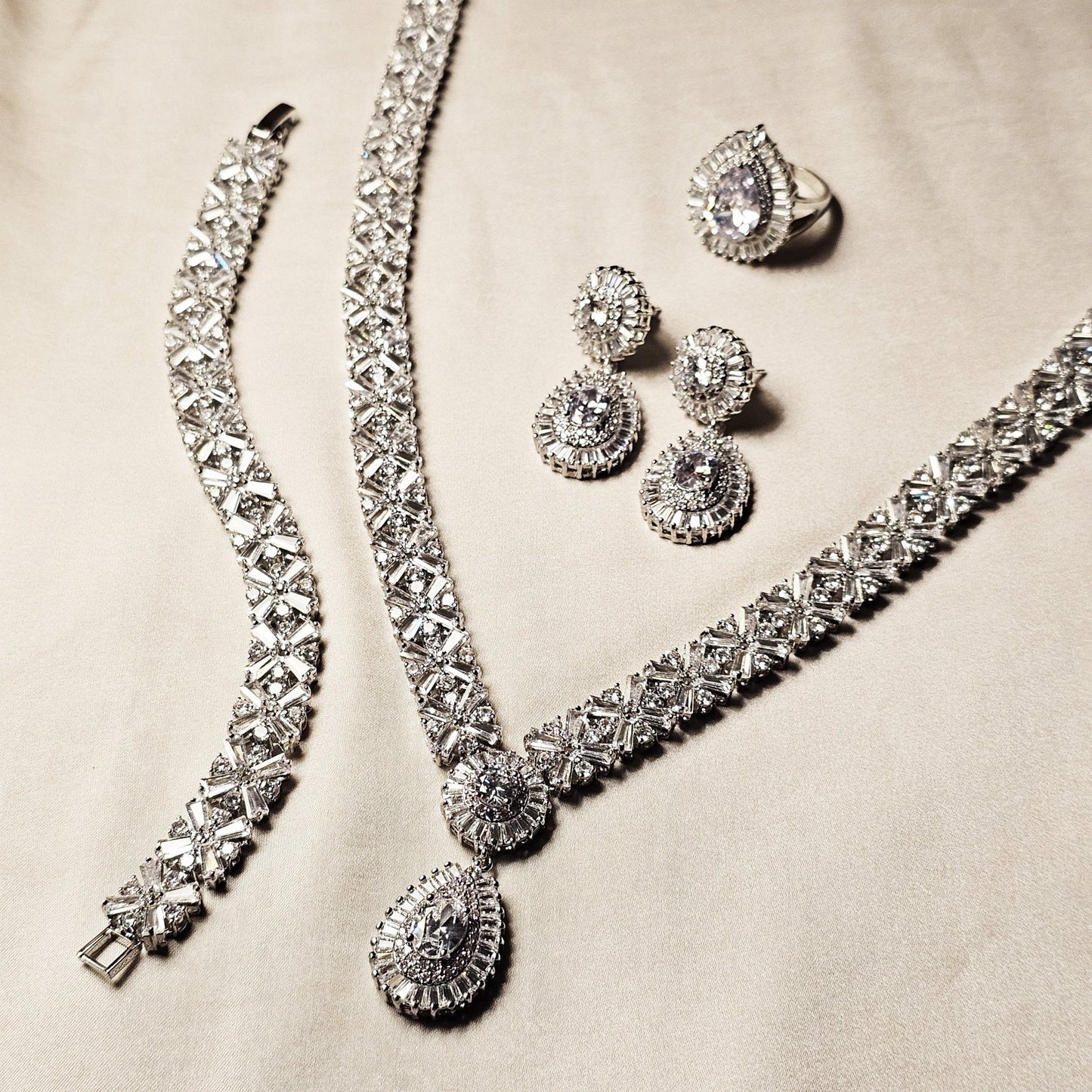 Celeste Platinum Crystal Necklace - FAH Jewelry