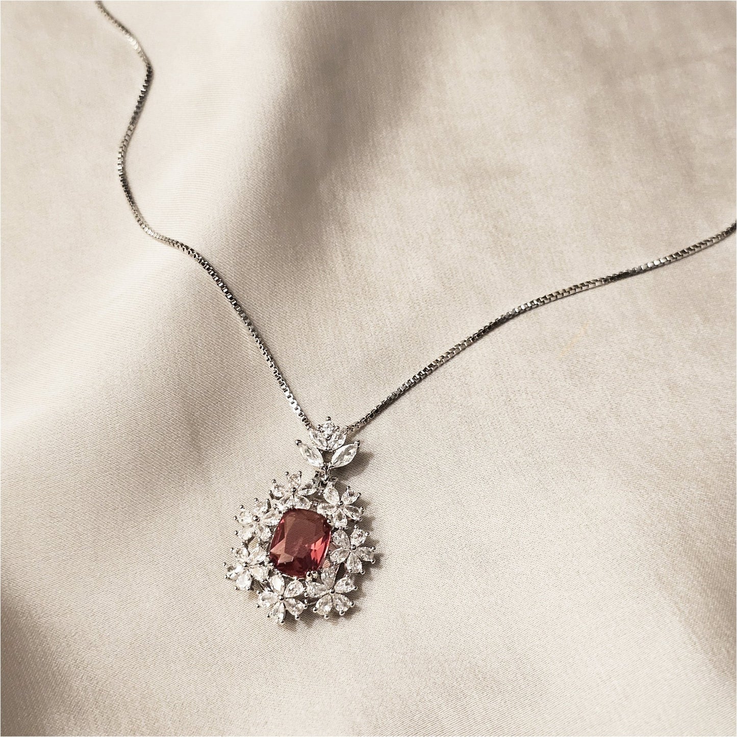 Classy Drop Zircon Lux - Silver - Red Pendant - FAH Jewelry