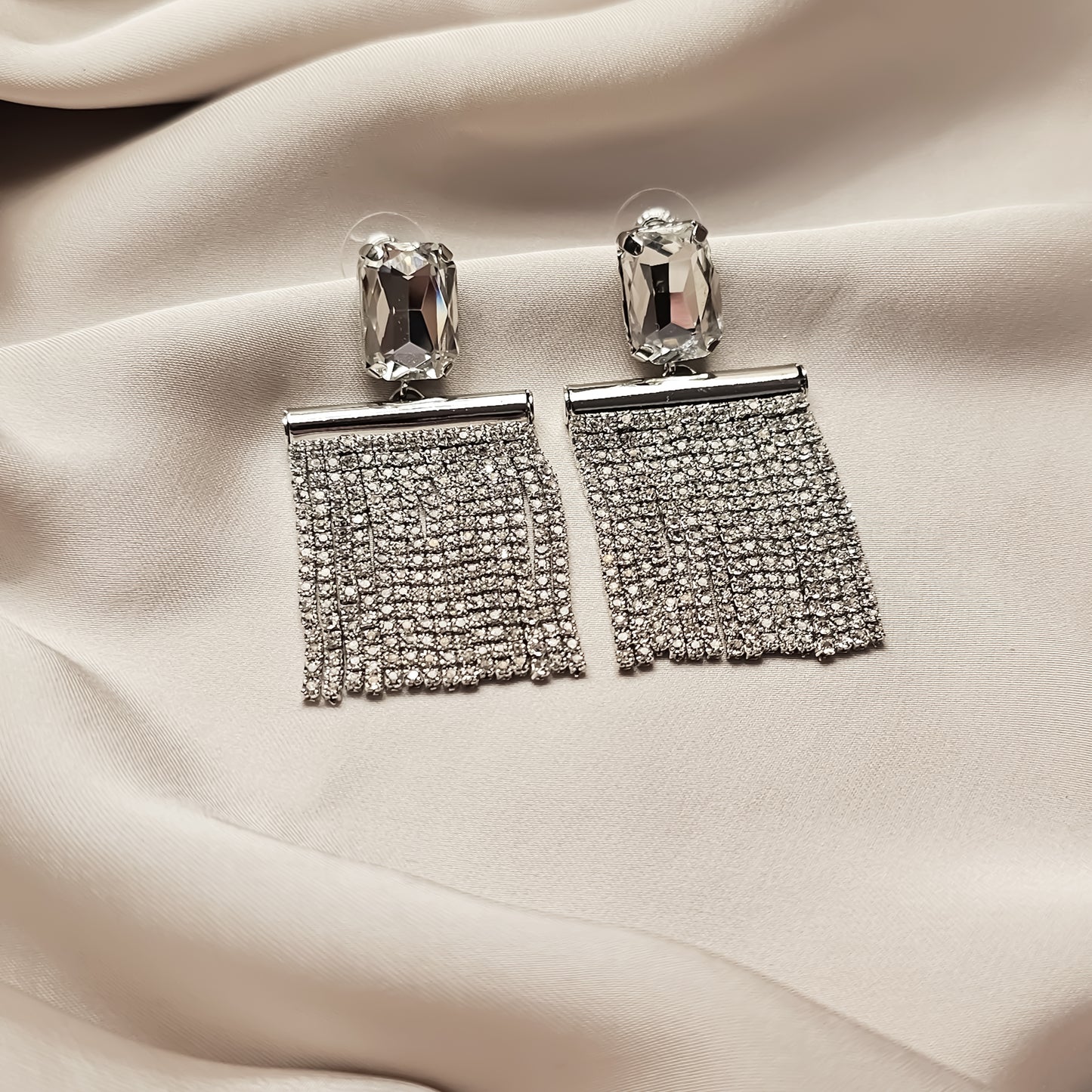 Sqaure Diamond Tassel Earrings