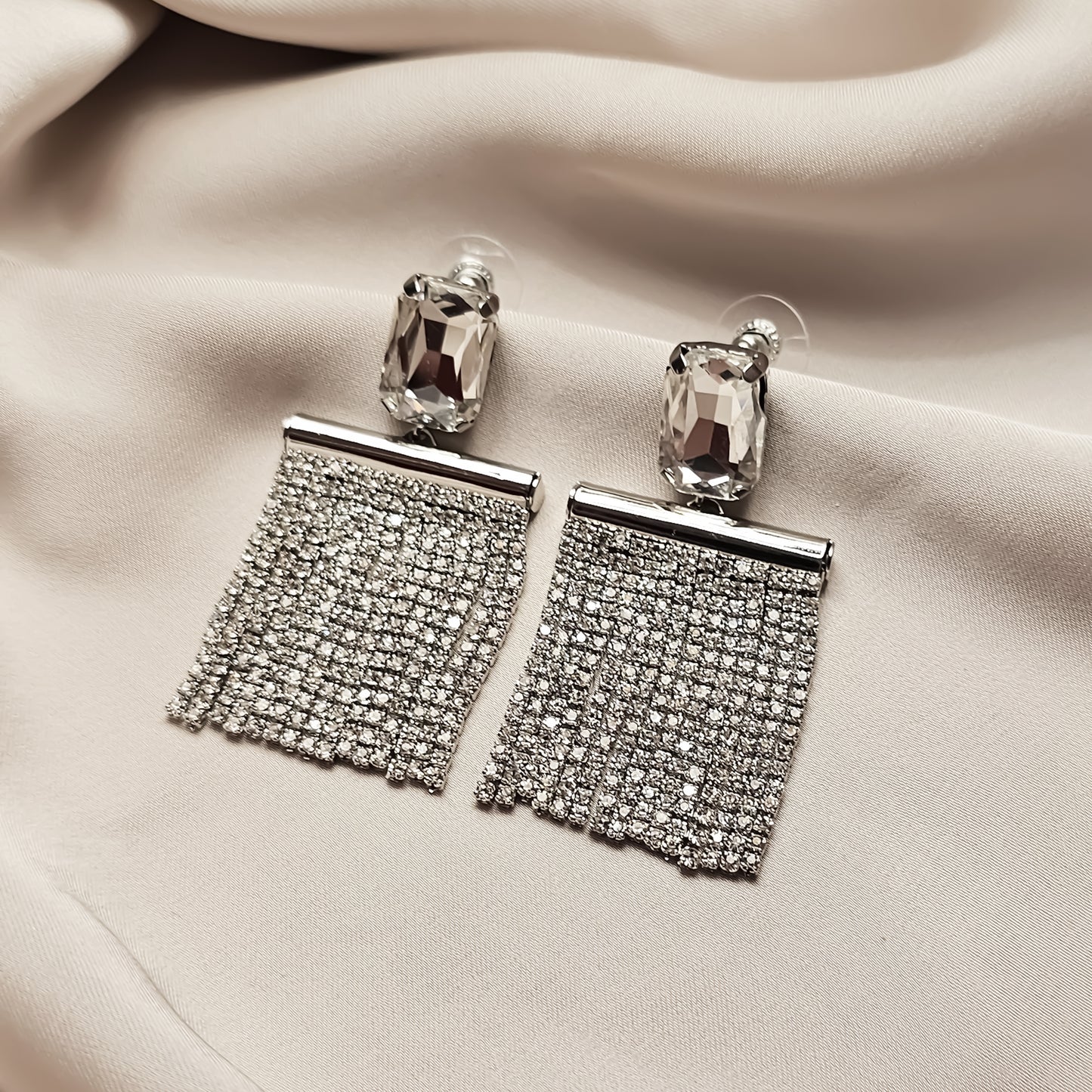 Sqaure Diamond Tassel Earrings