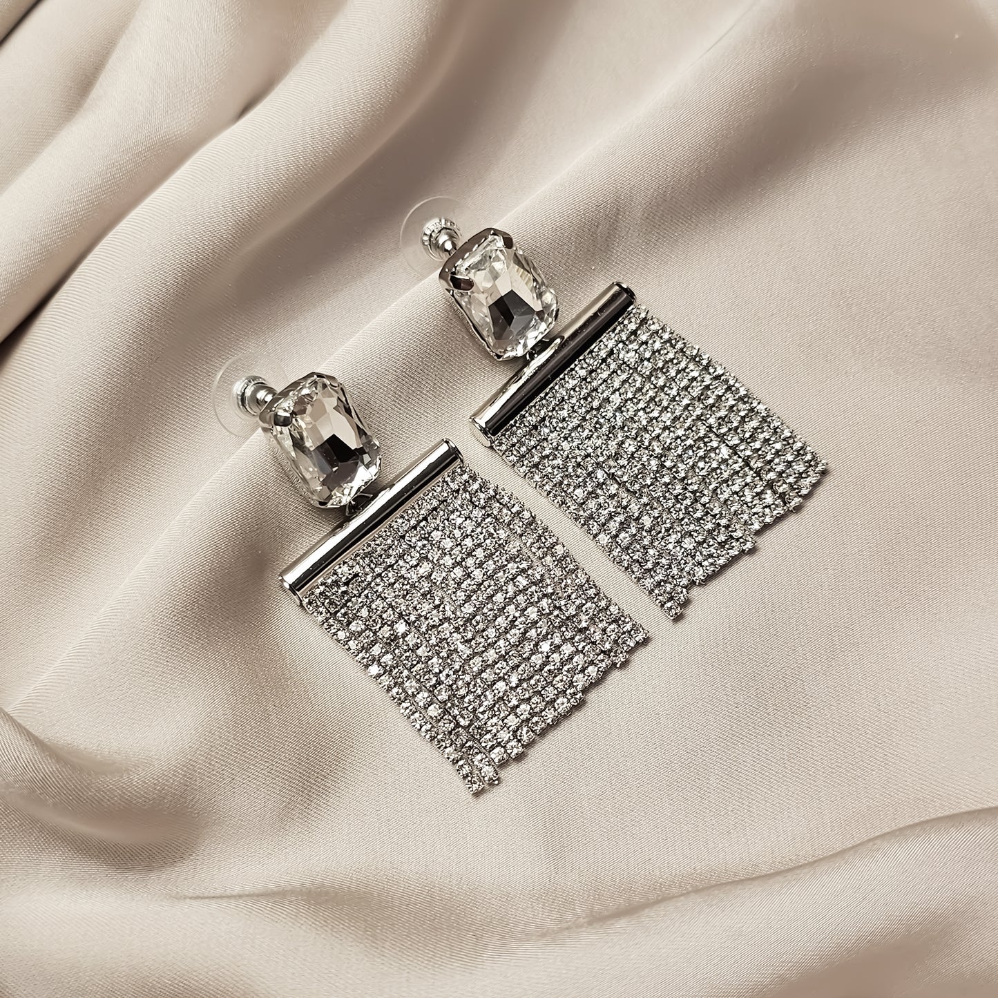 Sqaure Diamond Tassel Earrings