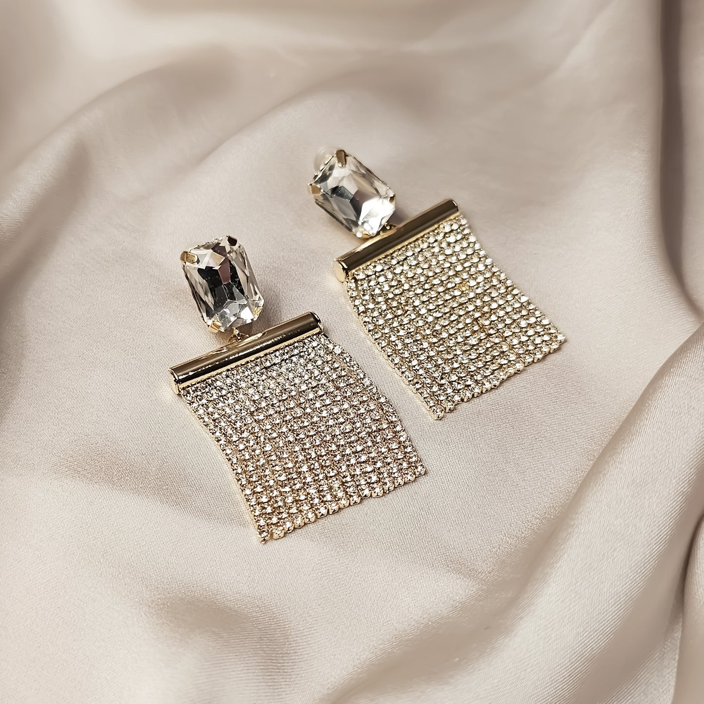 Sqaure Diamond Tassel Earrings