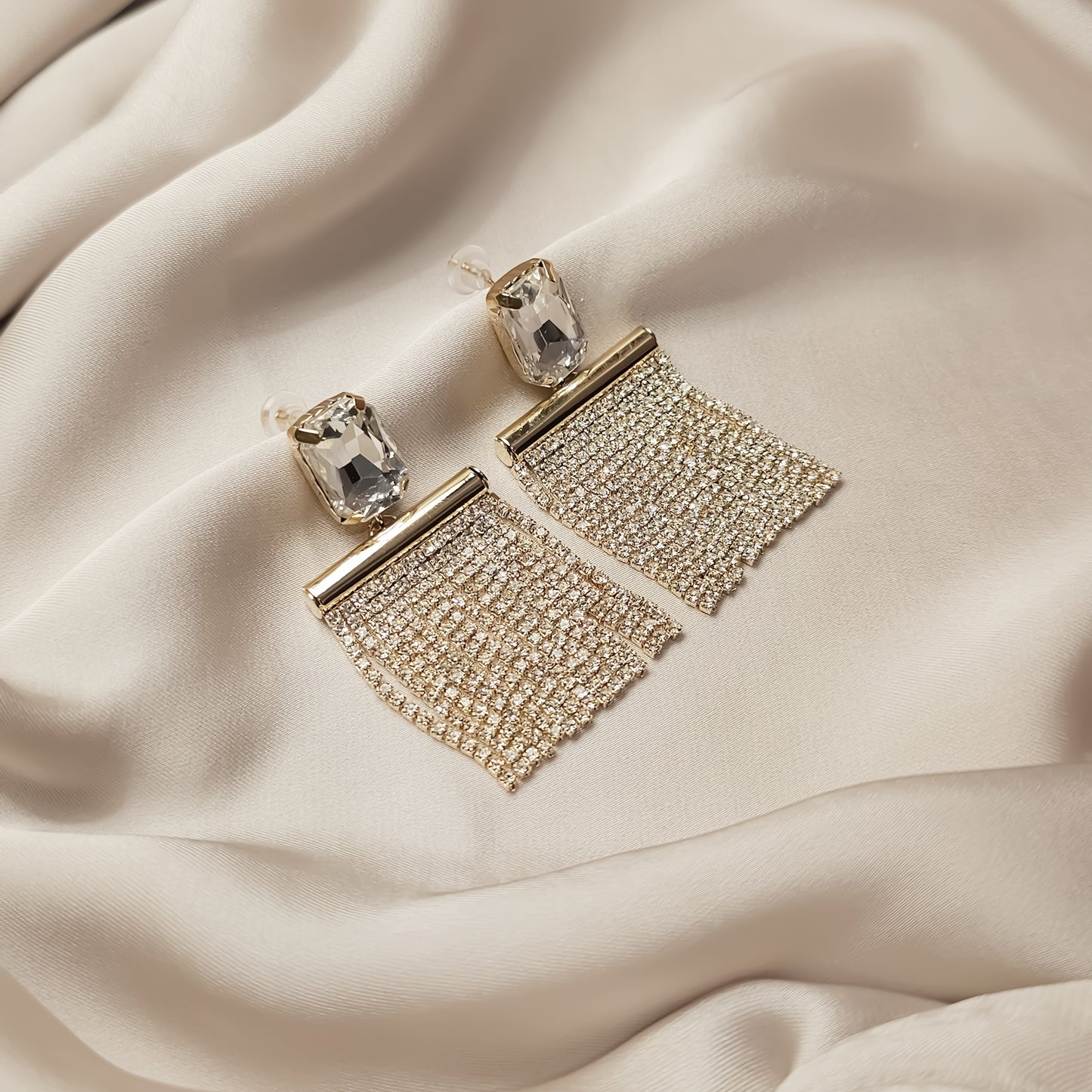Sqaure Diamond Tassel Earrings