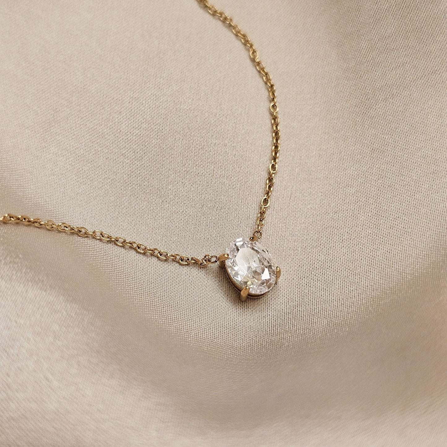 Minimalistic One Stone Diamond Zircon Pendant Stainless Steel - FAH Jewelry