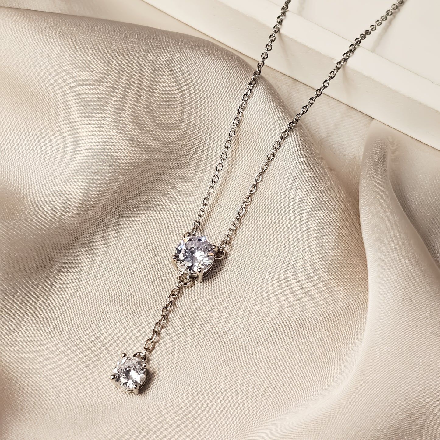 Unique Design Long Strip Zircon Necklace
