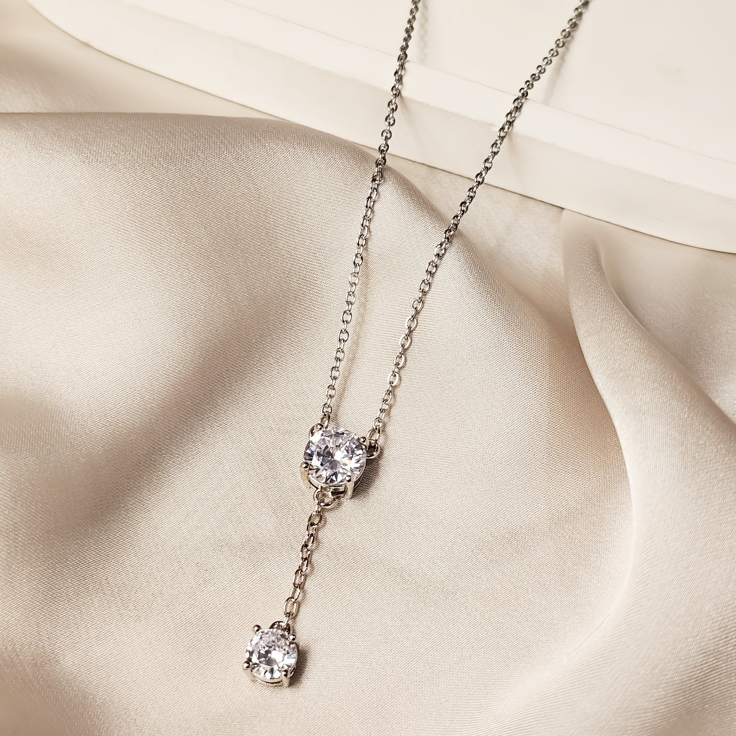 Unique Design Long Strip Zircon Necklace