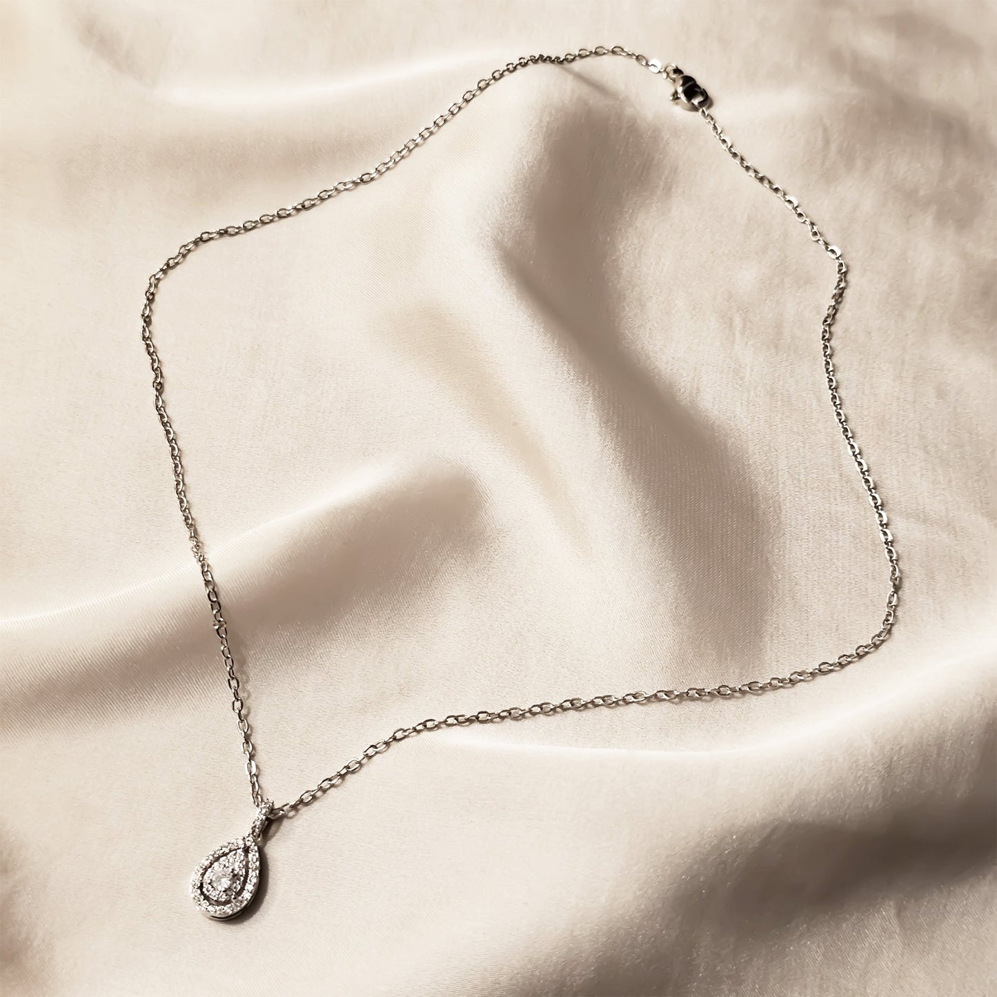 Pave Cubic Zirconia Water Drop Shape Pendant - FAH Jewelry