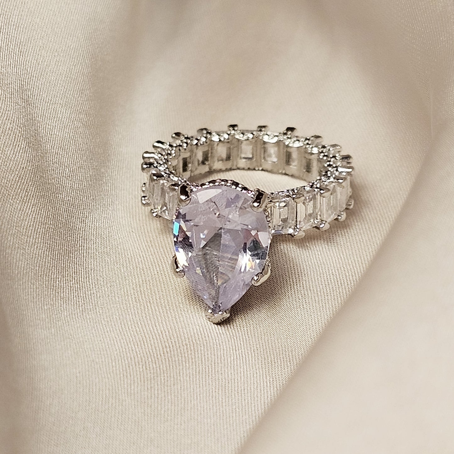Unique Cocktail Pear Cut Engagement Ring