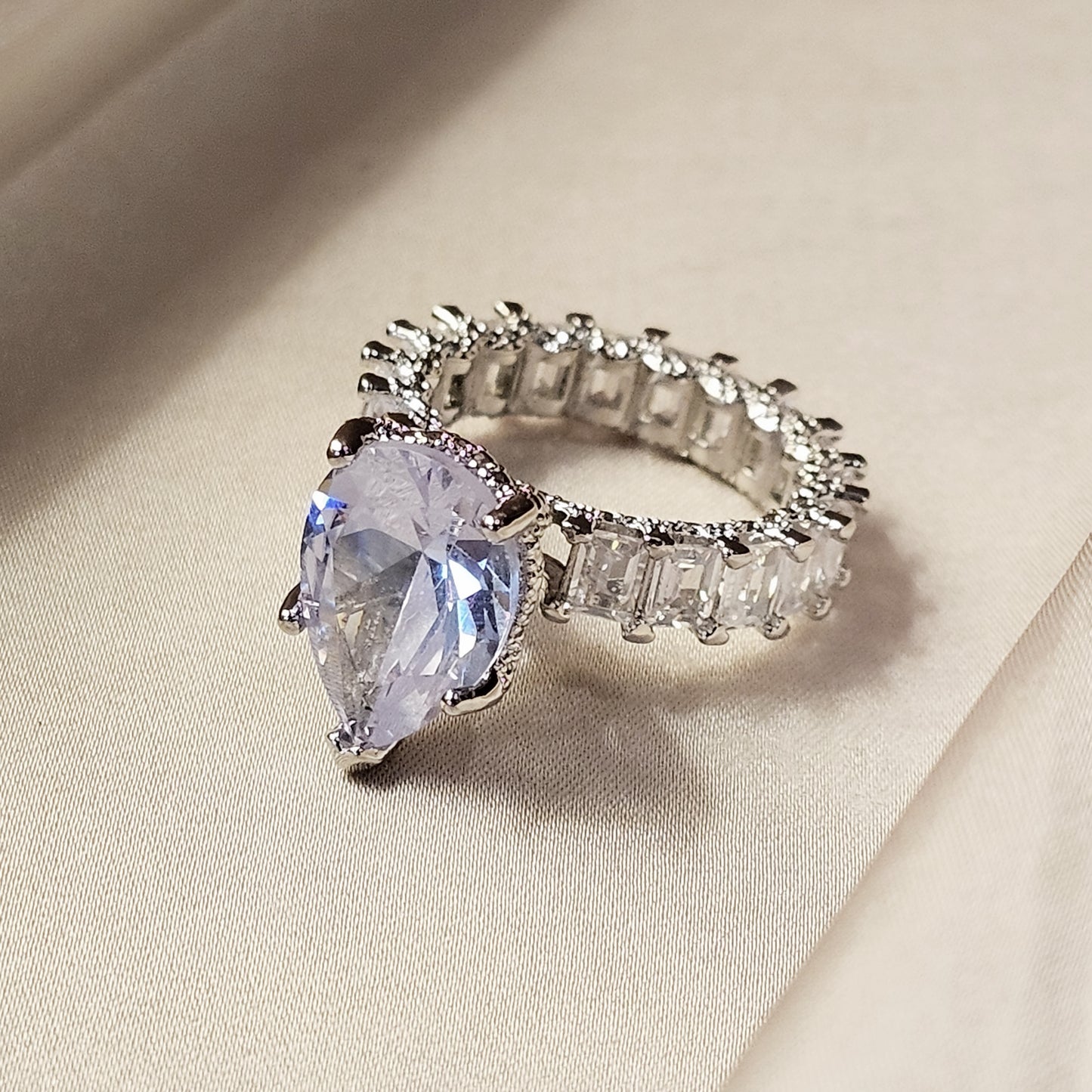 Unique Cocktail Pear Cut Engagement Ring
