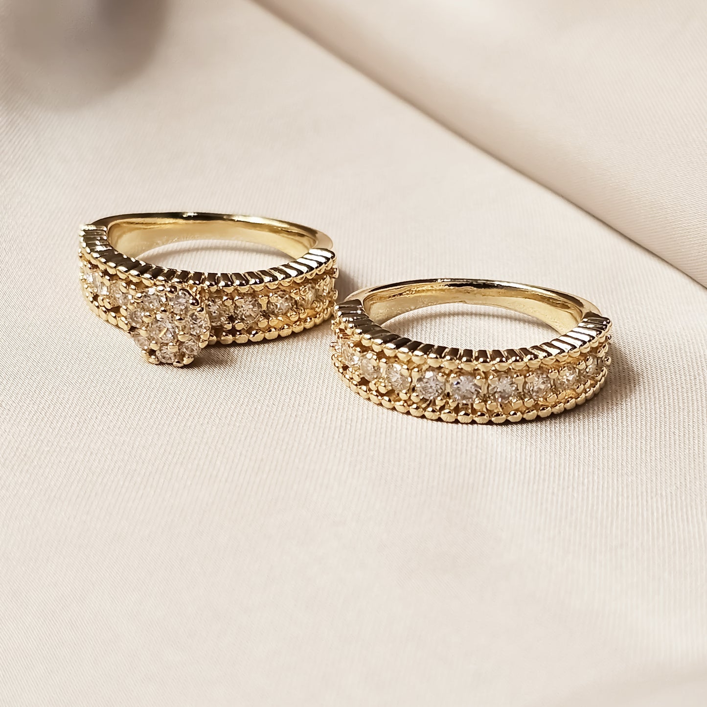 Double Diamonds Huggie Ring