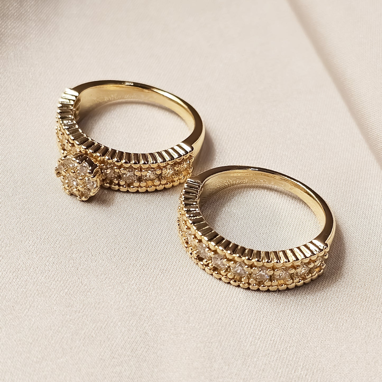 Double Diamonds Huggie Ring