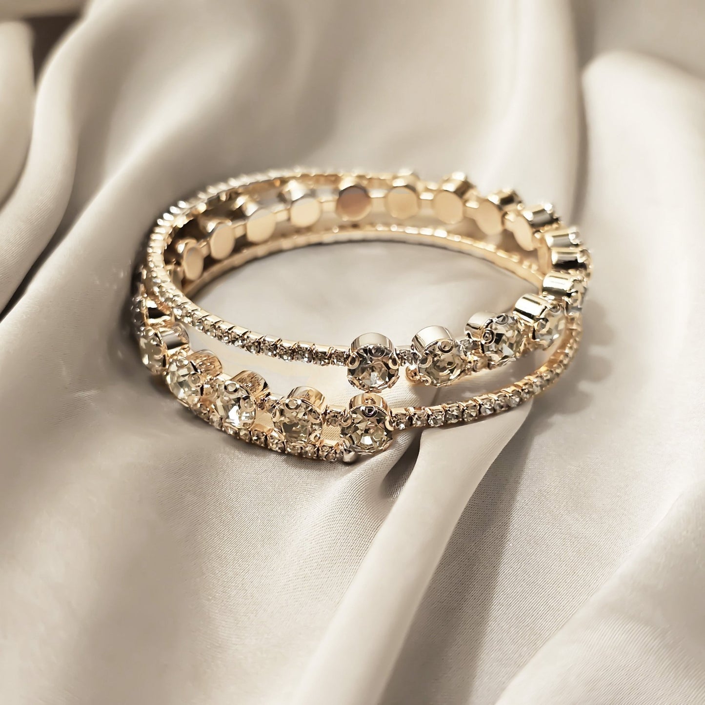 Sparkly Full Stone Crystal Bracelet (Golden) - FAH Jewelry