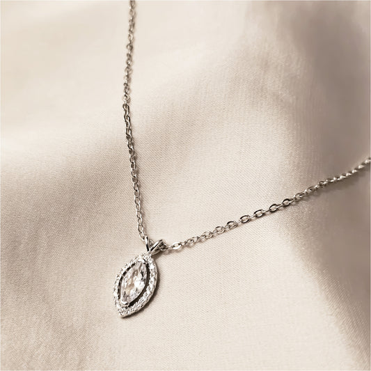 Silver Light Luxury Diamond Zircon Eye Necklace