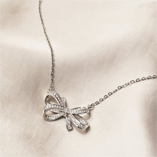 Drop Bow Knot Moissanite Pendant