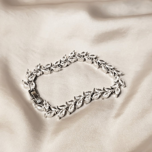 Complex Marquise Wreath Silver Bracelet