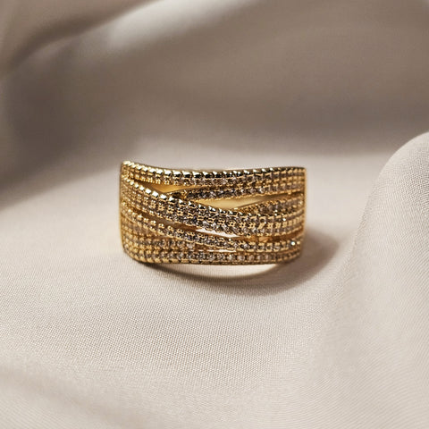 Chunky Band Golden Zircon Ring