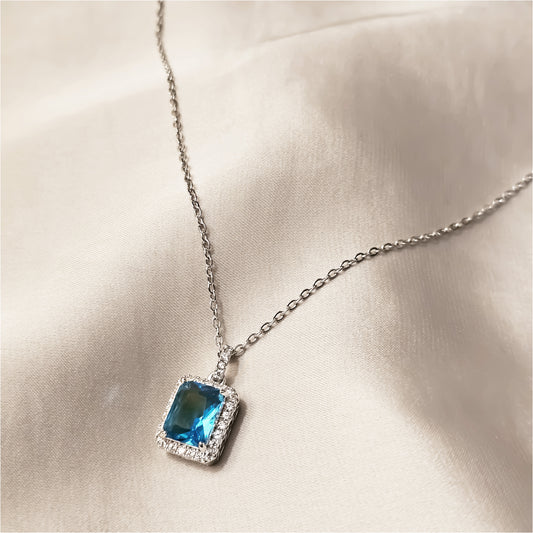 Rectangle Lux-Silver-Blue Pendant