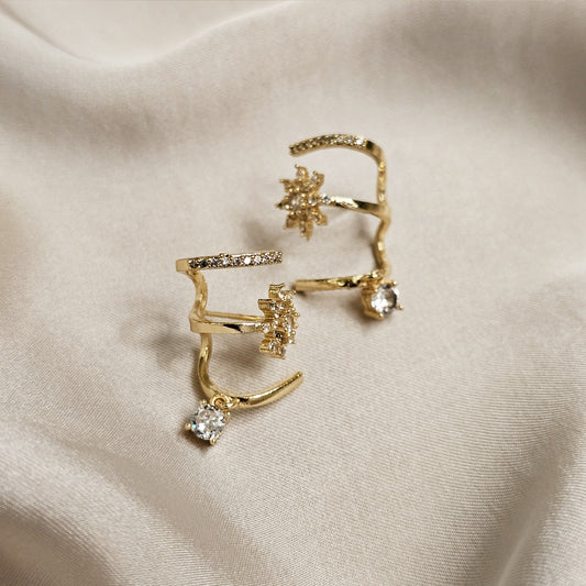 Shining Crystal Zircon Retro Star Earrings