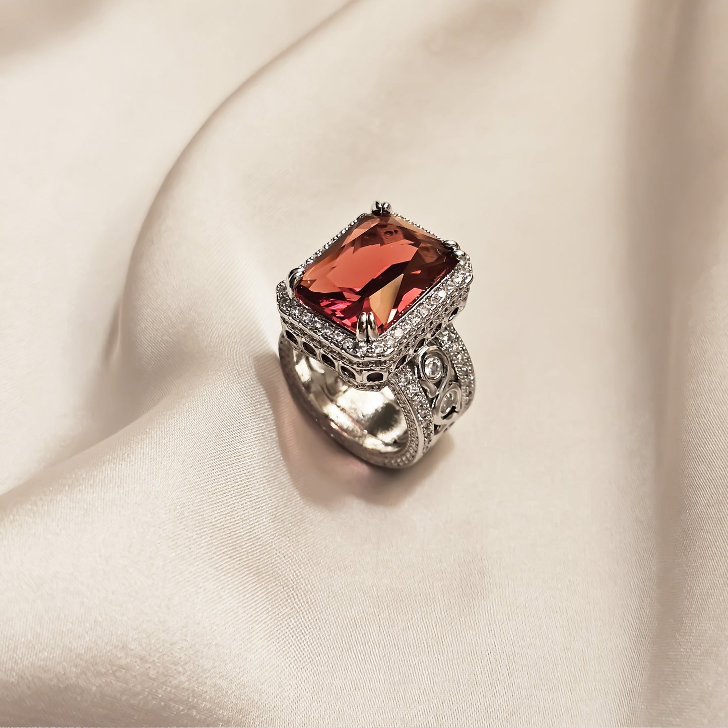 Crimson Crown Zircon Ring