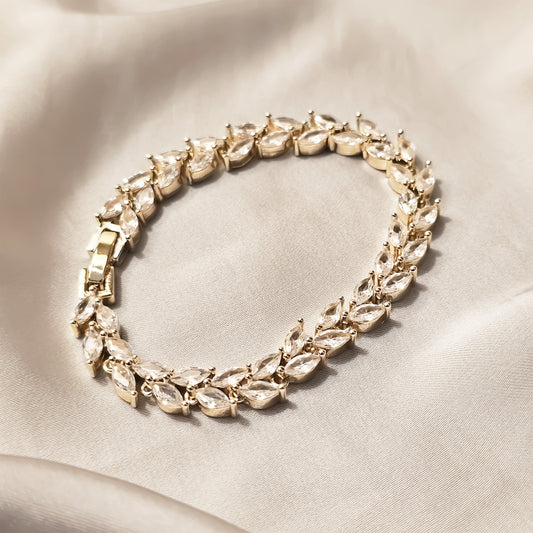 Complex Marquise Wreath Gold Bracelet