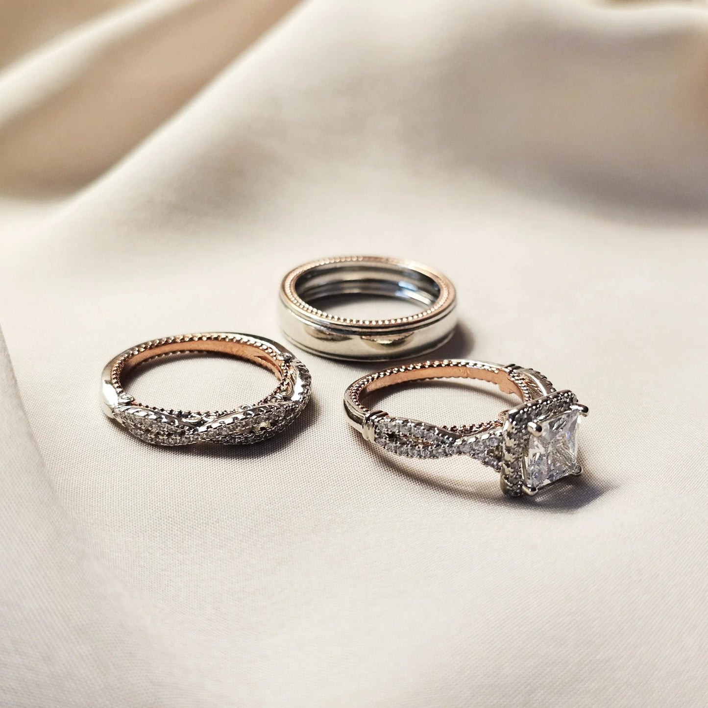 3 Piece - Double Tone Diamantes Ring - FAH Jewelry