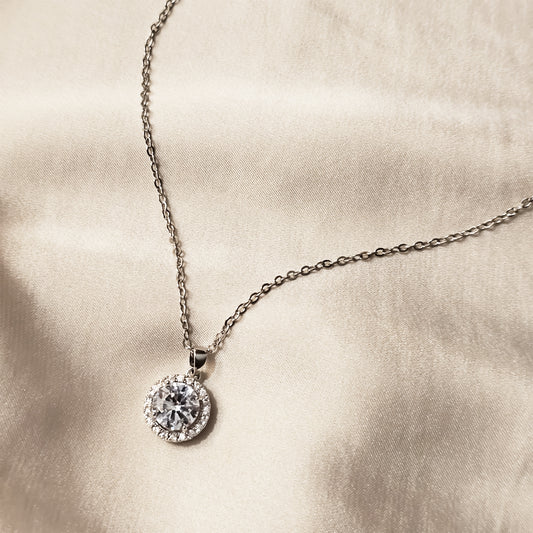 Round Cut Luxury Rhodium Plated Pendant