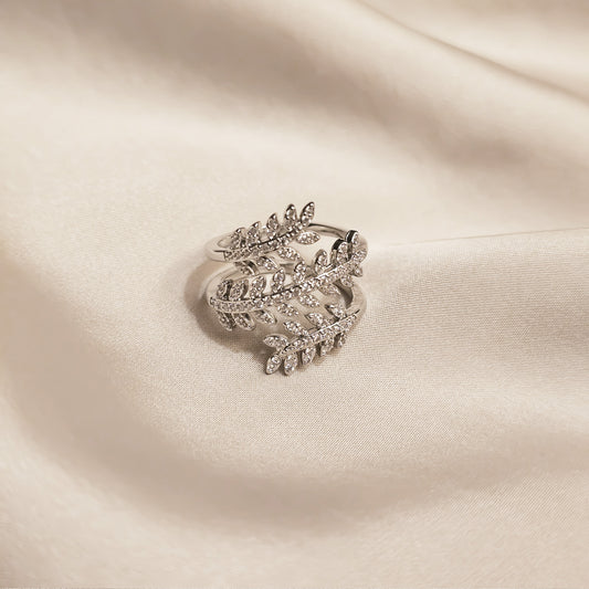 Aurora Leaf Zircon Ring