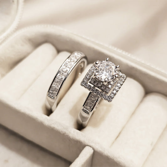 Opulent Pair Diamond Zircon Ring