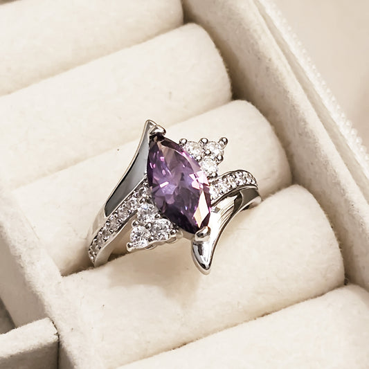 Aurora Dream Purple Stone Zircon Ring