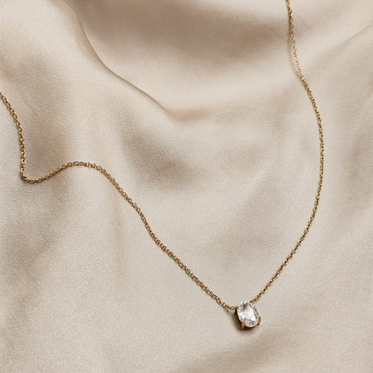 Minimalistic One Stone Diamond Zircon Pendant Stainless Steel