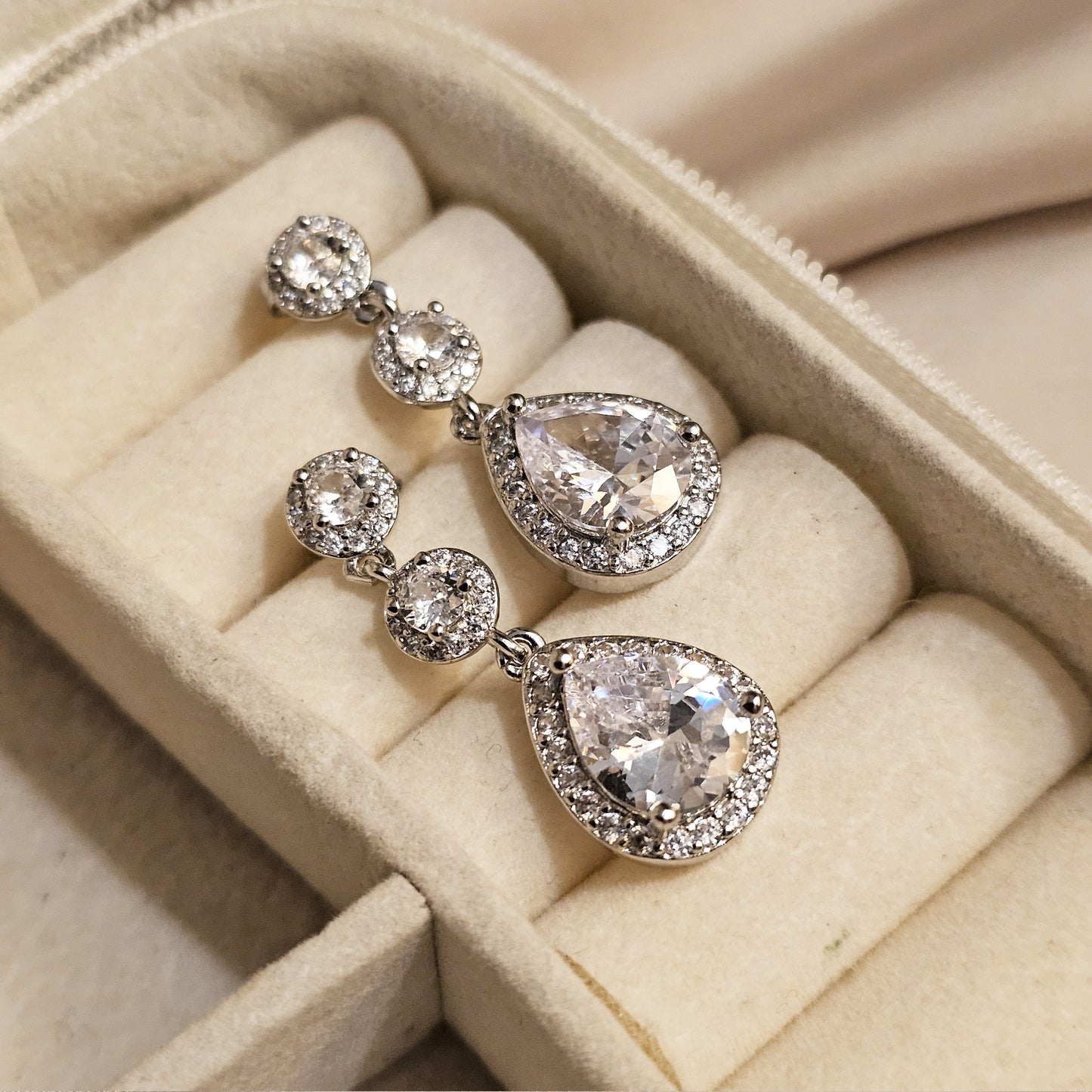 Moonlit Zircon  Silver Earrings