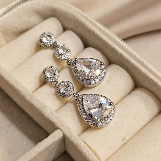 Moonlit Zircon  Silver Earrings