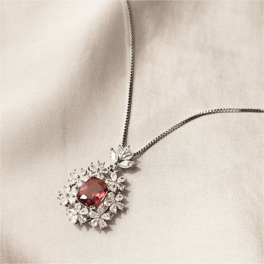 Classy Drop Zircon Lux-Silver-Red Pendant