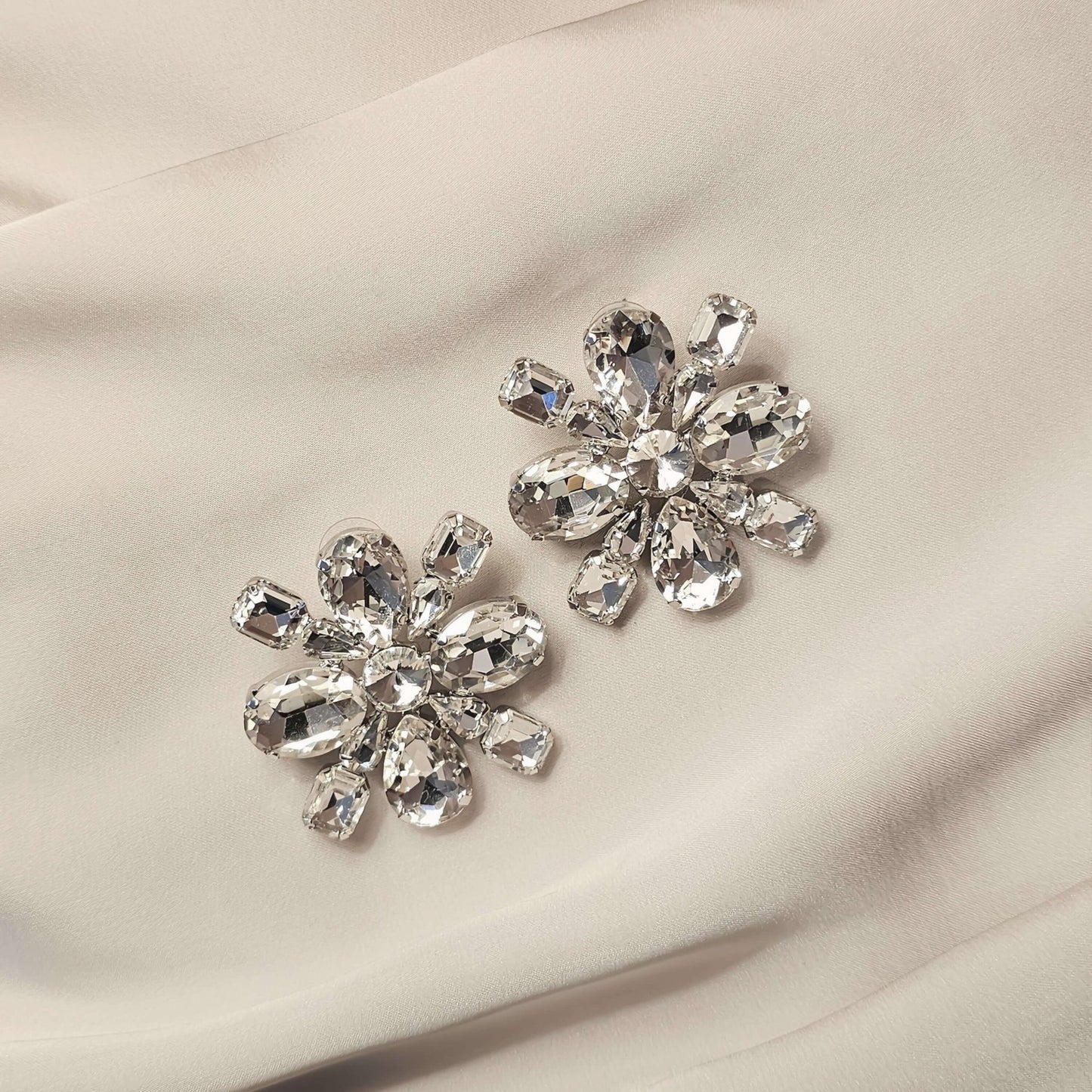 ALESSANDRA RICH Crystal Flower Earrings - FAH Jewelry