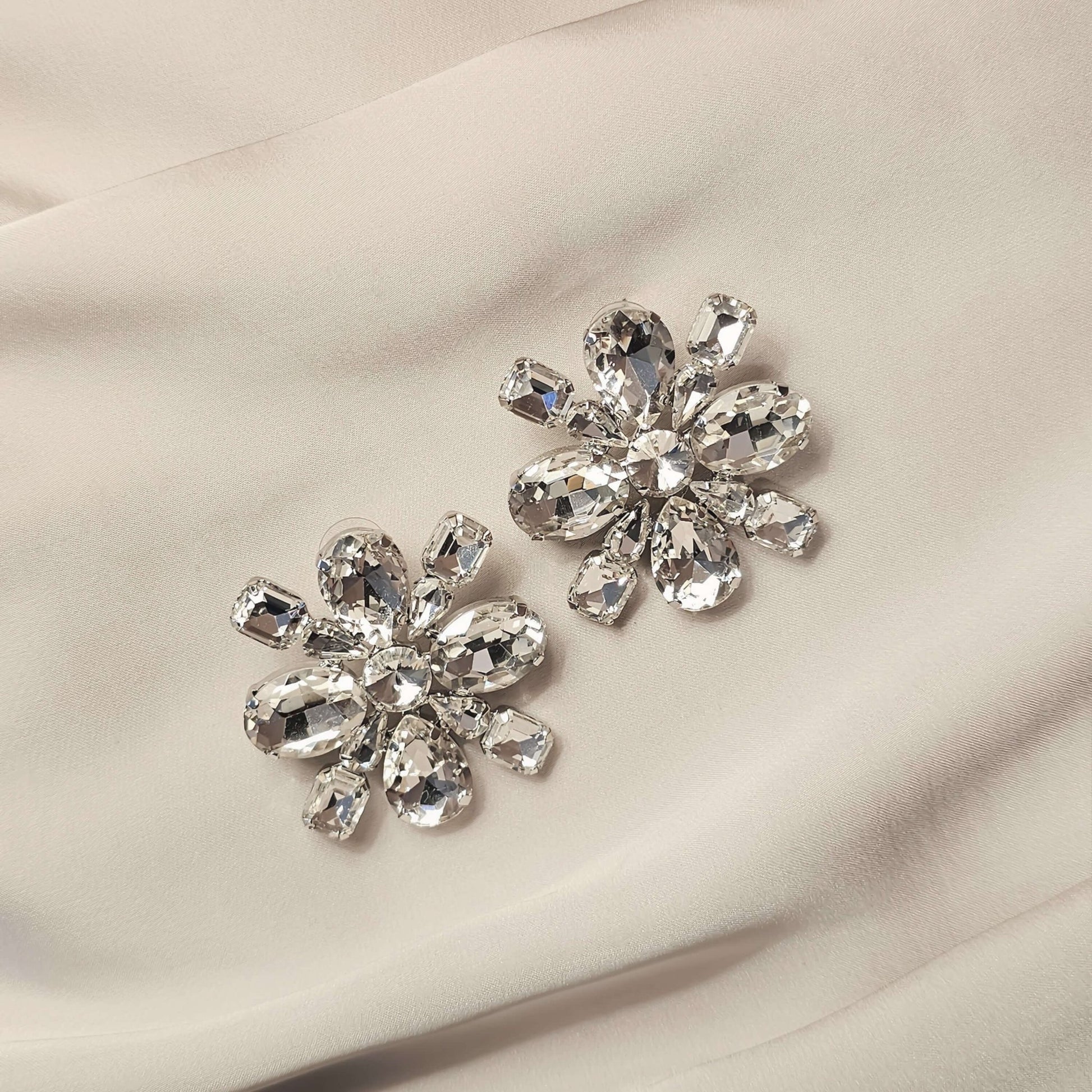 ALESSANDRA RICH Crystal Flower Earrings - FAH Jewelry